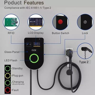 32A Level 2 Commercial EV Charging Station Public EV Charger Level 2 with OCPP 1.6 Wifi 4G Optional EV Charger Station