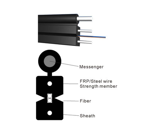 GJYXFCH-1B6-SM 1000M 1 core 2mm*5mm FRP Steel wire Indoor Outdoor FTTH Optical Fiber Drop Cable with Messenger