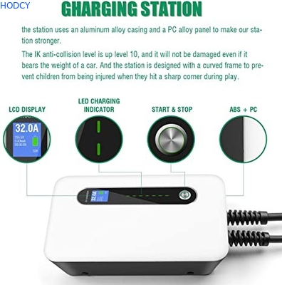 32A Fast EV Charging Station Waterproof Level 2 Charger With RFID Card