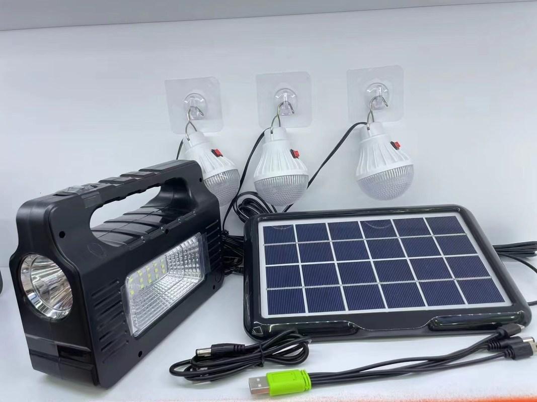 Portable Solar Generator with Solar Panel Solar Powered Generator Kit with Flashlights, Bluetooth, FM Radio